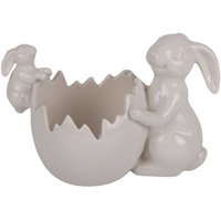 Pflanztopf Hasen Keramik 18 x 12,4 cm weiß Osterfigur Osterhase - Trendline von TRENDLINE