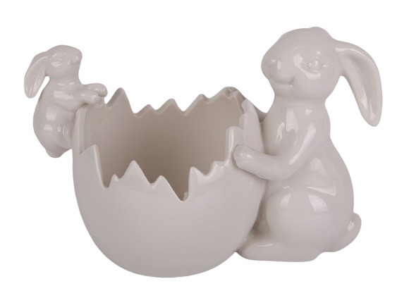 TrendLine Pflanztopf Hasen Keramik 18 x 12,4 cm weiß von TRENDLINE