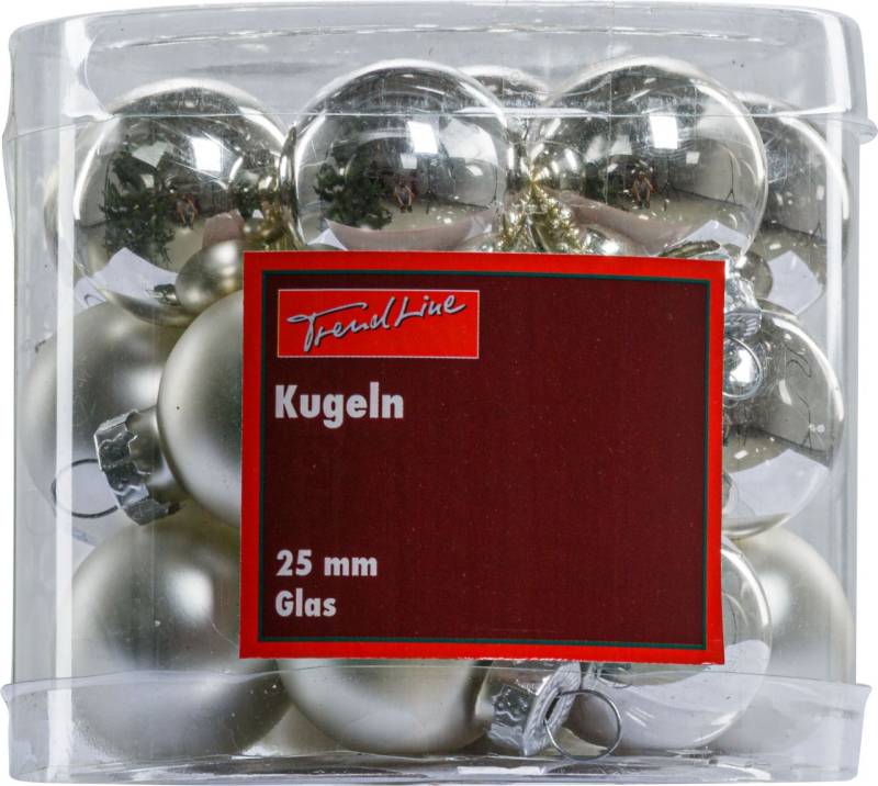 TrendLine Weihnachtskugeln aus Glas Ø 2,5 cm silber 24 Stück TrendLine Weihnachtskugeln aus Glas Ø 2,5 cm silber 24 Stück von TRENDLINE