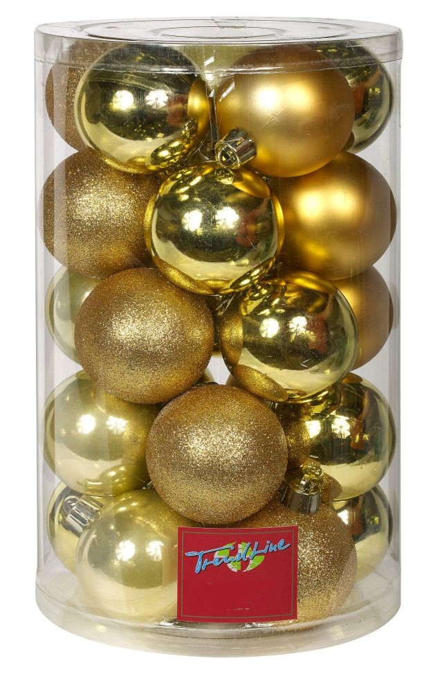 TrendLine Weihnachtskugeln bruchfest Ø 6, 8 10 cm gold 26 Stück von TRENDLINE