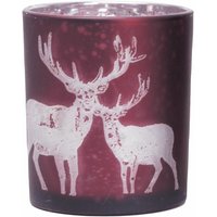 TrendLine Windlicht Glas Ø 8 cm rot silber Windlicht TrendLine Windlicht Glas Ø 8 cm rot silber Windlicht von TRENDLINE