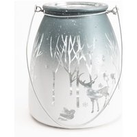 TrendLine Windlicht Glas Winter Ø 13 cm silber-weiß Deko-Kerzenständer & -Teelichthalter TrendLine Windlicht Glas Winter Ø 13 cm silber-weiß Deko-Kerzenständer & -Teelichthalter von TRENDLINE