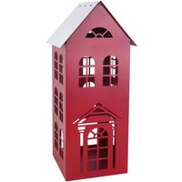 TrendLine Windlicht Metall Haus 45 x 19 cm rot-weiß TrendLine Windlicht Metall Haus 45 x 19 cm rot-weiß von TRENDLINE