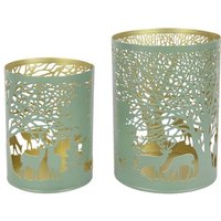 TrendLine Windlicht Metall Rentier Ø 9 cm grün-gold TrendLine Windlicht Metall Rentier Ø 9 cm grün-gold von TRENDLINE