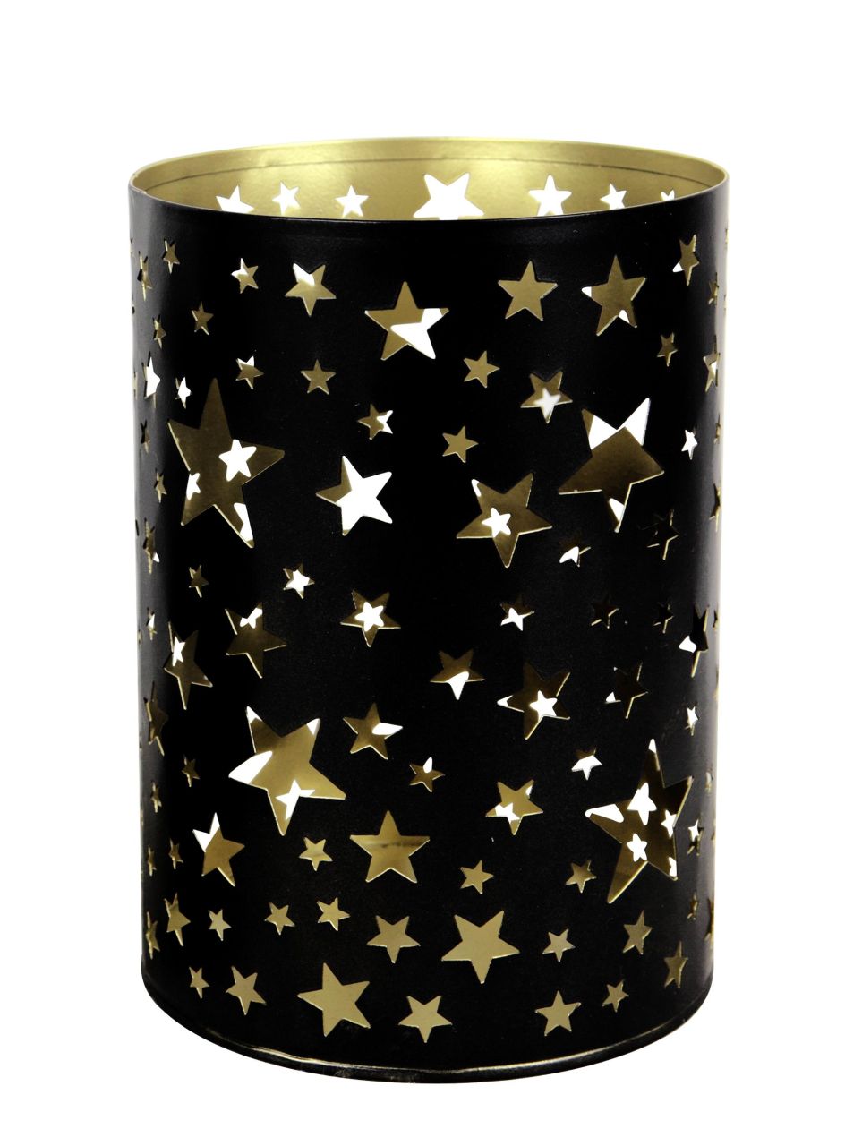 TrendLine Windlicht Metall Sterne Ø 13 cm schwarz-gold von TRENDLINE