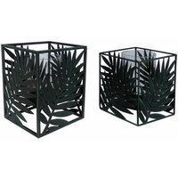 TrendLine Windlicht Teelichthalter Metall Palme Schwarz Kerzenhalter 12x12x14cm von TRENDLINE