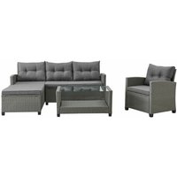 Balkon Sofa Set Madison Garten Lounge Grau inkl. Sitz und Rückenkissen - Trendline von TRENDLINE