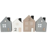 Trendline - Dekohaus Set aus 4 Kiefernholz-Häusern 14 x 5,5 x 36,5 cm mehrfarbig Figur von TRENDLINE