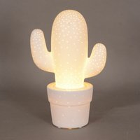 Trendline - Keramikleuchte 6 led 19x12x29,5cm Timerfunktion Leuchtfigur Kaktus von TRENDLINE