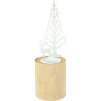 Kerzenhalter aus Holz Waldoptik ø 7 x 23 cm Teelichthalter - Trendline von TRENDLINE