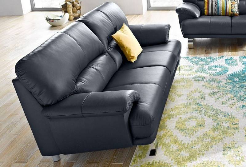 TRENDMANUFAKTUR 3-Sitzer Cecilia, in italienischem Design, bequem, mit Chromfüßen von TRENDMANUFAKTUR