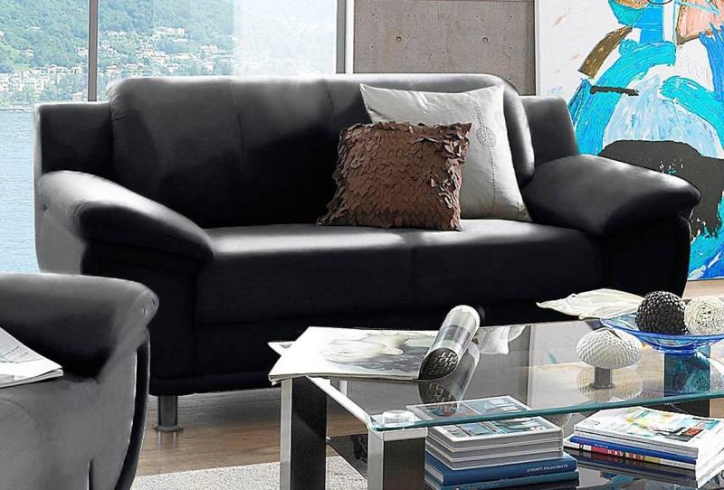TRENDMANUFAKTUR 2-Sitzer Rondo, Breite 178 cm, breite Armlehnen, Füße schwarz, Couch wahlweise mit Federkern und in verschiedenen Bezügen bestellbar von TRENDMANUFAKTUR