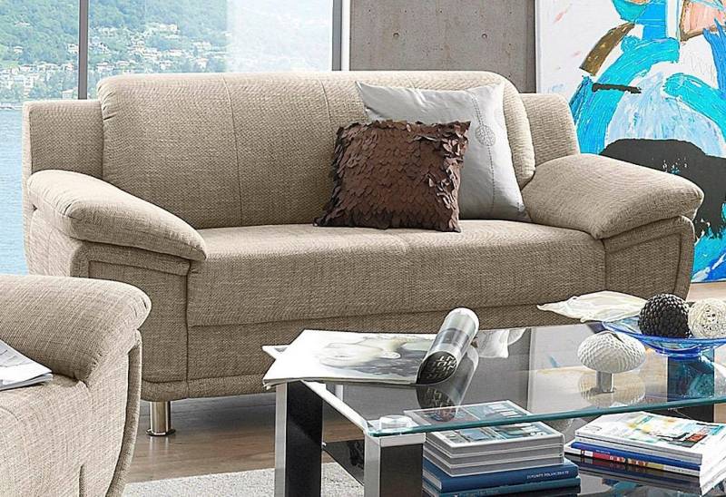 TRENDMANUFAKTUR 2-Sitzer Rondo, Breite 178 cm, breite Armlehnen, Füße chromfarben, Couch wahlweise mit Federkern und in verschiedenen Bezügen bestellbar von TRENDMANUFAKTUR