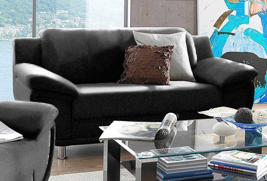 TRENDMANUFAKTUR 2-Sitzer Rondo, Breite 178 cm, breite Armlehnen, Füße chromfarben, Couch wahlweise mit Federkern und in verschiedenen Bezügen bestellbar von TRENDMANUFAKTUR