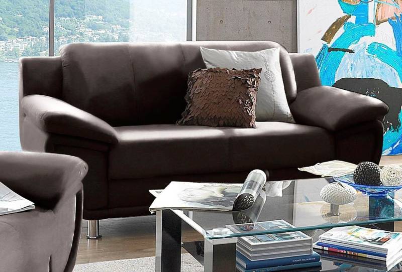TRENDMANUFAKTUR 2-Sitzer Rondo, Breite 178 cm, breite Armlehnen, Füße chromfarben, Couch wahlweise mit Federkern und in verschiedenen Bezügen bestellbar von TRENDMANUFAKTUR