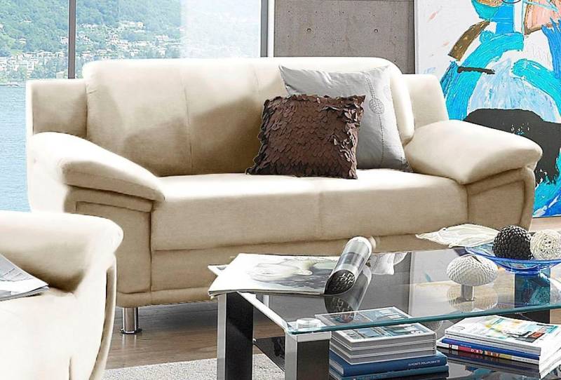 TRENDMANUFAKTUR 2-Sitzer Rondo, Breite 178 cm, breite Armlehnen, Füße chromfarben, Couch wahlweise mit Federkern und in verschiedenen Bezügen bestellbar von TRENDMANUFAKTUR
