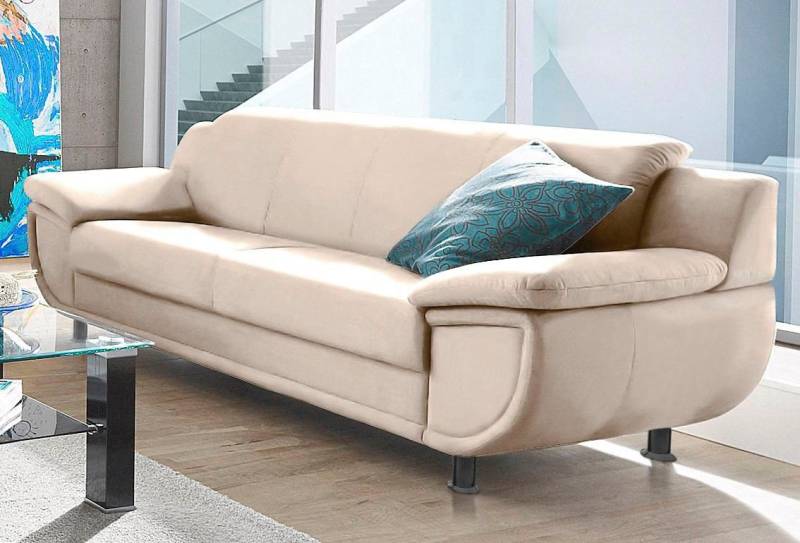 TRENDMANUFAKTUR 3-Sitzer Rondo, Breite 207 cm, breite Armlehnen, Füße schwarz, Big-Sofa wahlweise mit Federkern, in verschiedenen Bezügen bestellbar von TRENDMANUFAKTUR