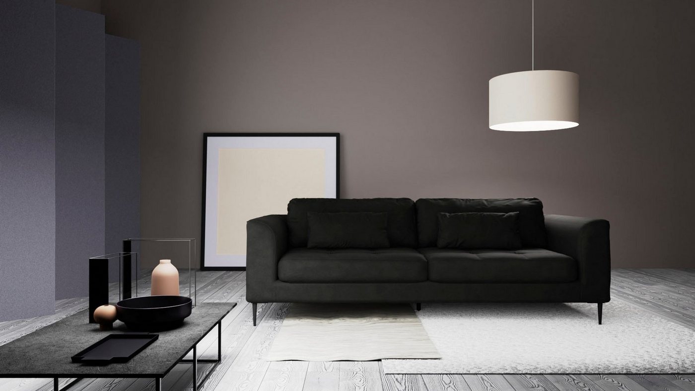 TRENDMANUFAKTUR 3-Sitzer Luzi, gemütlich elegant, tolle Detailverarbeitung, Steppung im Sitz, wahlweise mit Schlaffunktion und Bettkasten, inklusive Nierenkissen von TRENDMANUFAKTUR