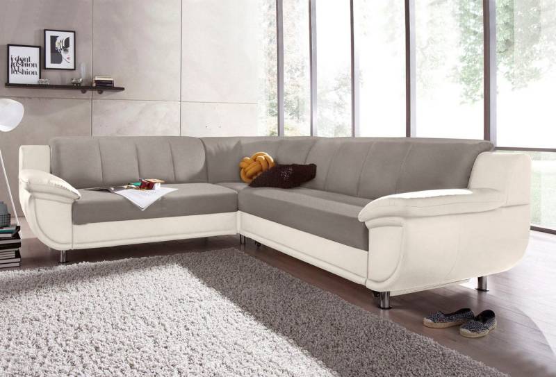 TRENDMANUFAKTUR Ecksofa Rondo 3, zeitlos und modern, im Materialmix, L-Form, wahlweise Federkern für hohen Sitzkomfort, wahlweise Bettfunktion von TRENDMANUFAKTUR