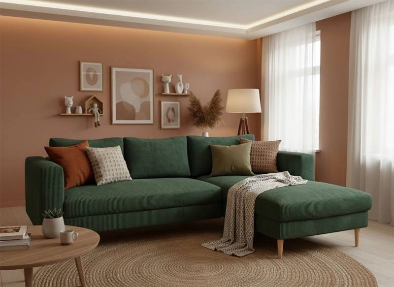 TRENDMANUFAKTUR Ecksofa Amazing, Couch wahlweise mit Schlaffunktion & Bettkasten, auch in Cord, Recamiere beidseitig montierbar, Sofa in L-Form, 232 cm von TRENDMANUFAKTUR