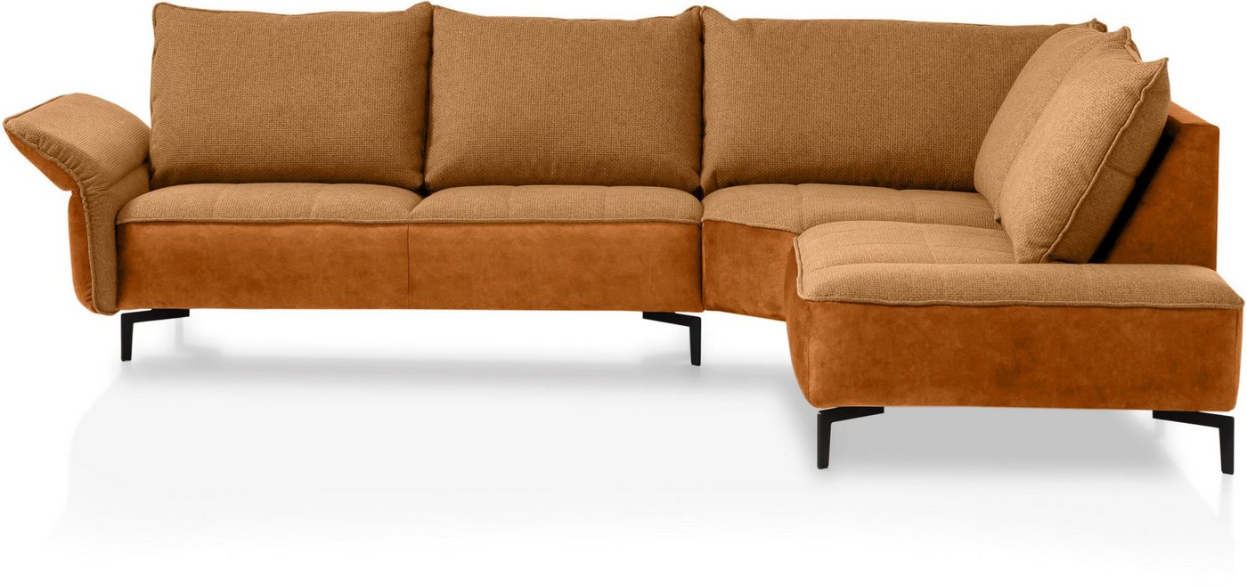 TRENDMANUFAKTUR Ecksofa Glamour, mit Kaltschaum, höhenverstellbarer Armlehne, Wendekissen, L-Form von TRENDMANUFAKTUR