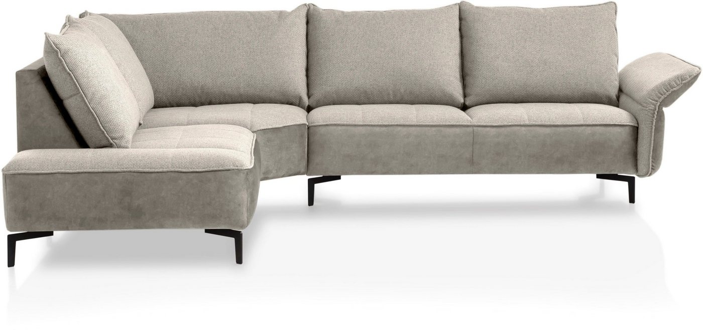 TRENDMANUFAKTUR Ecksofa Glamour, mit Kaltschaumpolsterung, höhenverstellbarer Armlehne und Wendekissen von TRENDMANUFAKTUR