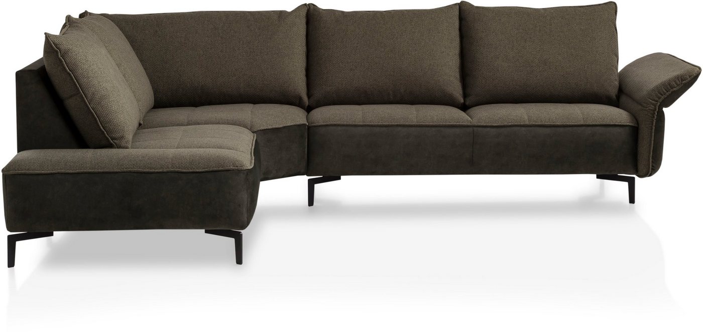 TRENDMANUFAKTUR Ecksofa Glamour, mit Kaltschaumpolsterung, höhenverstellbarer Armlehne und Wendekissen von TRENDMANUFAKTUR