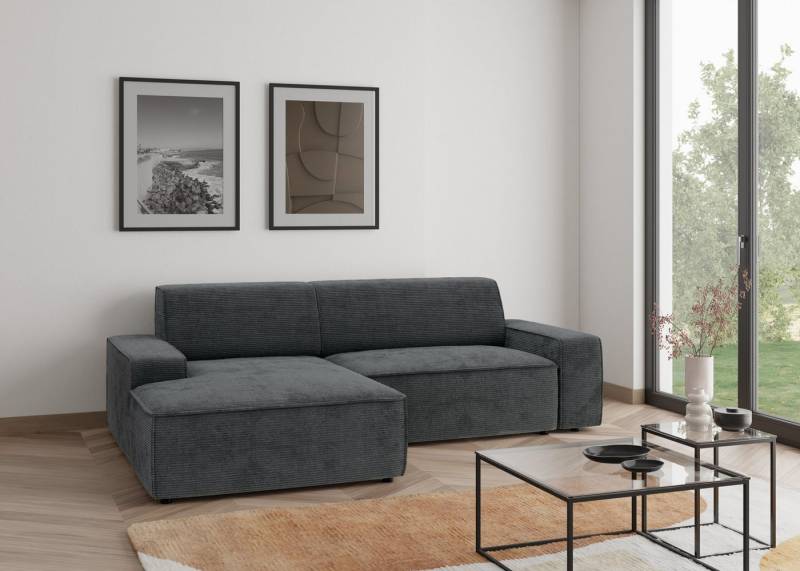 TRENDMANUFAKTUR Ecksofa Graz, wahlweise mit Sitzvorschub und Bettkasten, L-Form, Breite 246 cm, in Cord-, haustierfreundlichem LEO Struktur- oder LUMOS-3D-Bezug von TRENDMANUFAKTUR