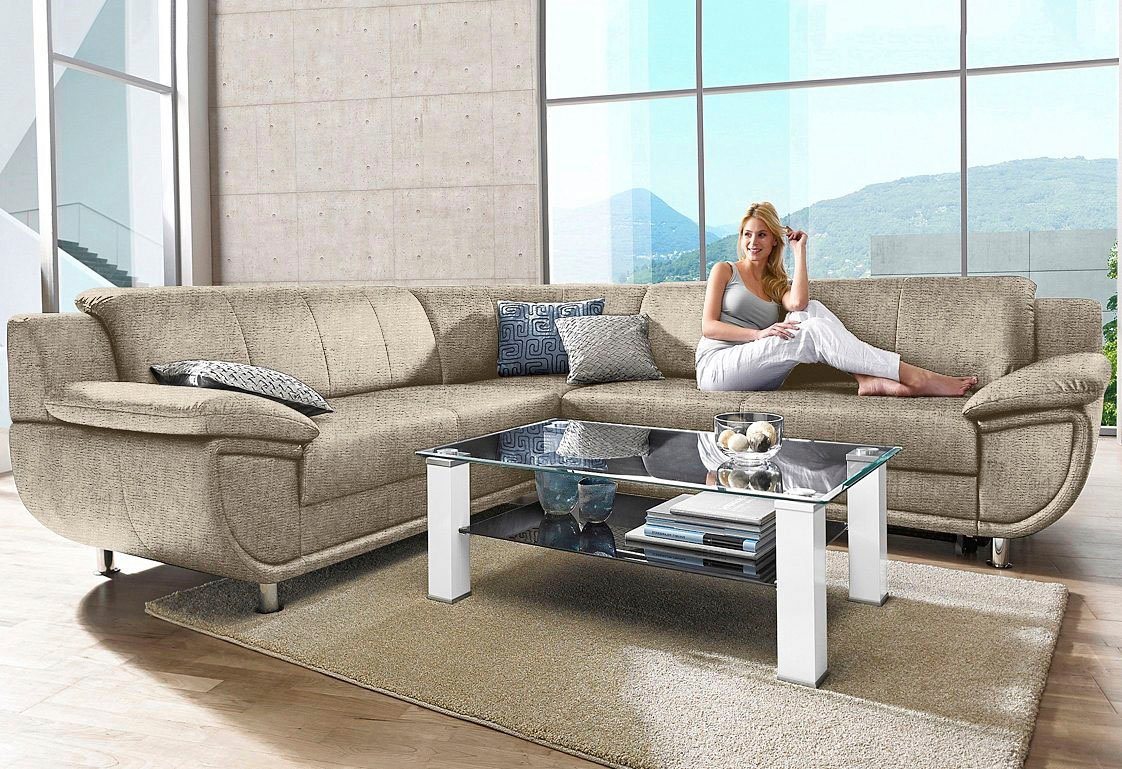 TRENDMANUFAKTUR Ecksofa Rondo, wahlweise mit Bettfunktion, mit extra breiten Armlehnen, L-Form von TRENDMANUFAKTUR