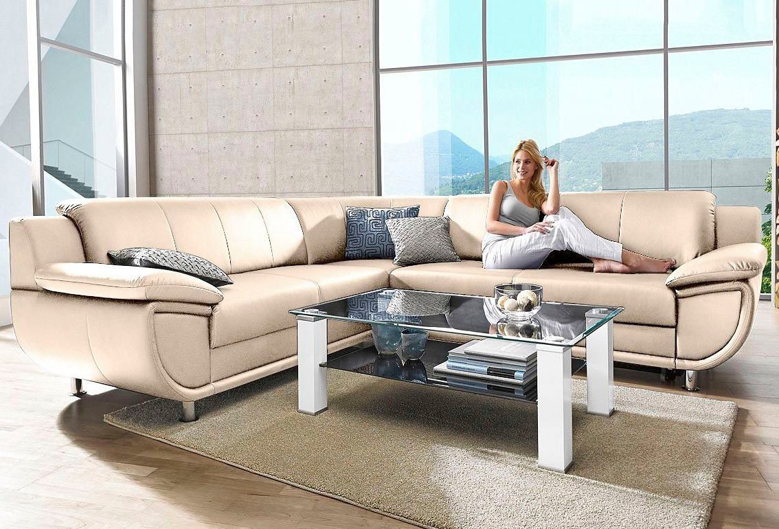 TRENDMANUFAKTUR Ecksofa Rondo wahlweise mit Schlaffunktion, 267x247 cm (BxT), breite Armlehnen, L-Form, wahlweise mit Federkern bestellbar, Füße chromfarben TRENDMANUFAKTUR Ecksofa Rondo wahlweise mit Schlaffunktion, 267x247 cm (BxT), breite Armlehnen, L-Form, wahlweise mit Federkern bestellbar, Füße chromfarben von TRENDMANUFAKTUR