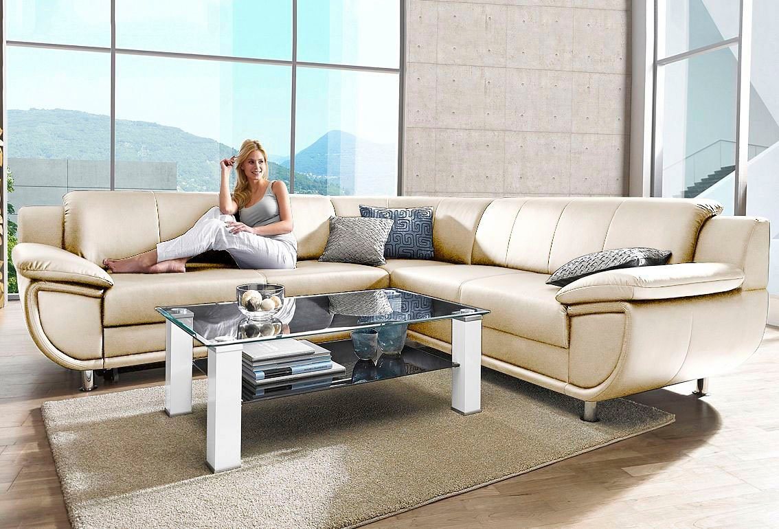 TRENDMANUFAKTUR Ecksofa Rondo wahlweise mit Schlaffunktion, 267x247 cm (BxT), breite Armlehnen, L-Form, wahlweise mit Federkern bestellbar, Füße chromfarben TRENDMANUFAKTUR Ecksofa Rondo wahlweise mit Schlaffunktion, 267x247 cm (BxT), breite Armlehnen, L-Form, wahlweise mit Federkern bestellbar, Füße chromfarben von TRENDMANUFAKTUR