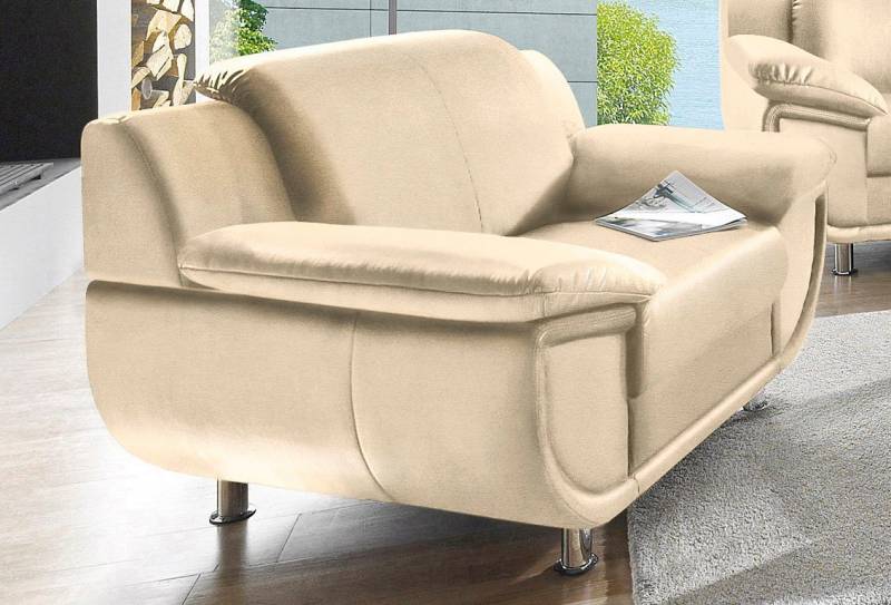 TRENDMANUFAKTUR Sessel Rondo, Breite 121 cm, breite Armlehnen, Füße chromfarben, Big-Sessel wahlweise mit Federkern, bequem von TRENDMANUFAKTUR
