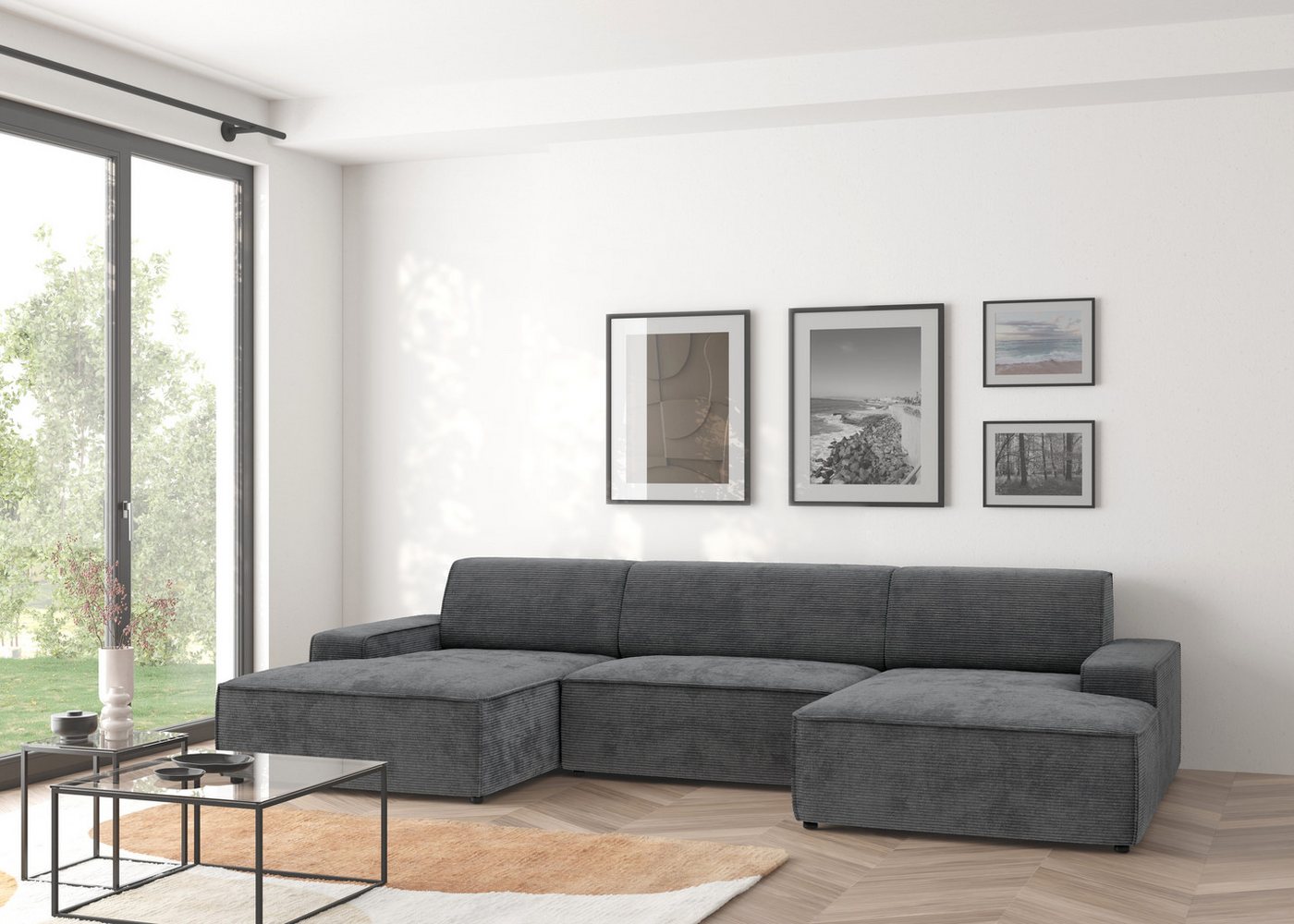 TRENDMANUFAKTUR Wohnlandschaft Graz, wahlweise mit Sitzvorschub und Bettkasten, U-Form, Breite 329 cm, in Cord-, haustierfreundlichem LEO Struktur- oder LUMOS-3D-Bezug TRENDMANUFAKTUR Wohnlandschaft Graz, wahlweise mit Sitzvorschub und Bettkasten, U-Form, Breite 329 cm, in Cord-, haustierfreundlichem LEO Struktur- oder LUMOS-3D-Bezug von TRENDMANUFAKTUR