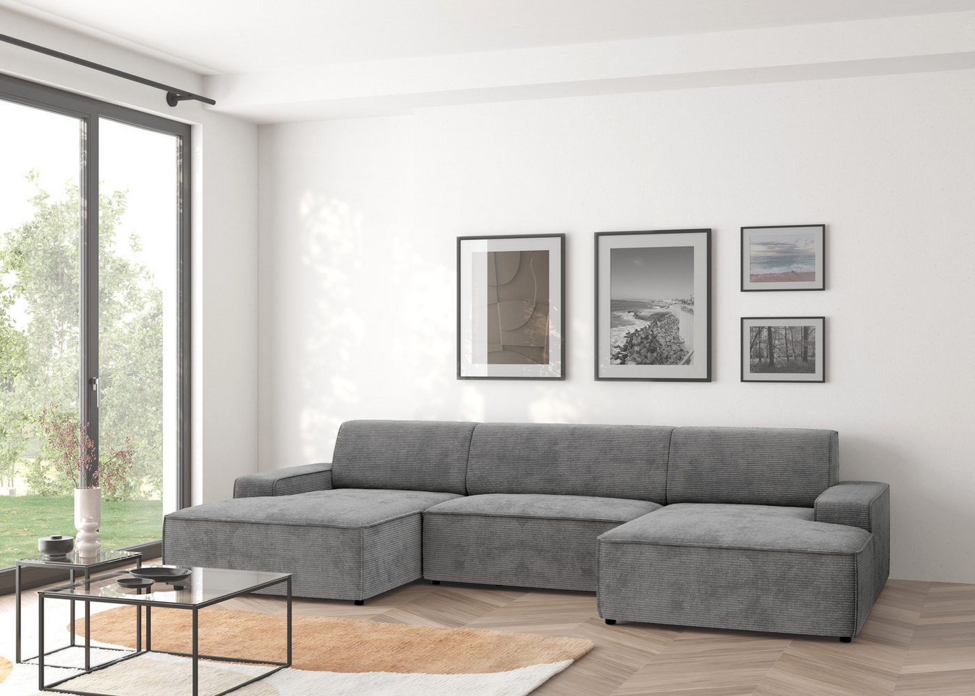 TRENDMANUFAKTUR Wohnlandschaft Graz, wahlweise mit Sitzvorschub und Bettkasten, U-Form, Breite 329 cm, in Cord-, haustierfreundlichem LEO Struktur- oder LUMOS-3D-Bezug TRENDMANUFAKTUR Wohnlandschaft Graz, wahlweise mit Sitzvorschub und Bettkasten, U-Form, Breite 329 cm, in Cord-, haustierfreundlichem LEO Struktur- oder LUMOS-3D-Bezug von TRENDMANUFAKTUR