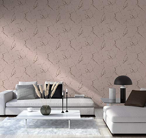 TRENDWALLS Marmortapete rose Tapete Marmor Vliestapete in Marmoroptik moderne und edle Wohnzimmer Tapete Mustertapete hochglänzend glatt von TRENDWALLS