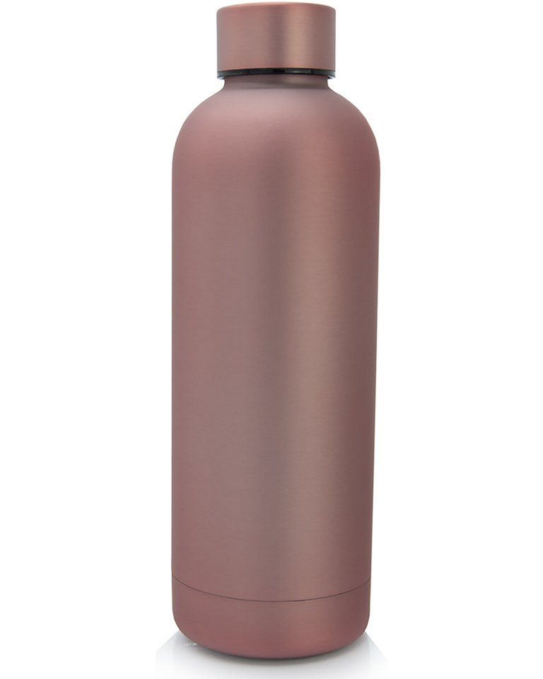 TRENDY AND NEW Trinkflasche T&N Edelstahl Trinkflasche Classique 500ml, Thermosflasche 0,5l für Büro, auslaufsichere Wasserflasche für Kohlensäure, Thermoskanne mit GRATIS Samttasche für unterwegs, Isolierflasche für Tee & Kaffee, mit HIGH EFFECTIVE INSULATION TECHNOLOGY hält 14h HEISS 29h EISKALT, Flasche für Sprudel-Wasser von TRENDY AND NEW