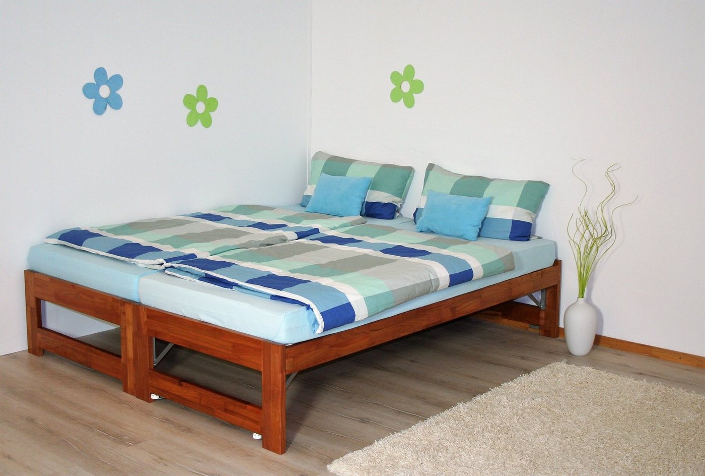 TRENDnatur Massivholzbett Bett Duo (Grundbett mit klappbarem Bett zum Unterschieben) von TRENDnatur