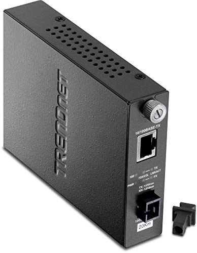 Trendnet TFC-110S20D5i 100Base-TX zu 100Base-FX intelligent mit Zweiwellenlängen Singlemode SC Faser Konverter 20 Km/12,4 Meilen schwarz von TRENDnet