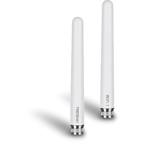 TRENDnet, TEW-AO57, 3/6/7 dBi Outdoor Tri-Band Omni-Antennen-Kit, kompatibel mit 802.11be/ax/ac/n/g/b/a Routern und Access Points, N-Typ-Anschluss, weiß von TRENDnet