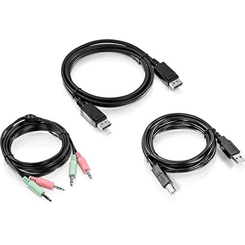 TRENDnet TK-CP06 6 ft. Display-Anschluss, USB- und Audio-KVM-Kabel-Set (kompatibel mit dem TK-240DP KVM-Switch, DisplayPort 1.2 Kabelschnittstelle, USB-Maus/Tastatur, 3,5-mm-Audioanschlüsse), Schwarz von TRENDnet