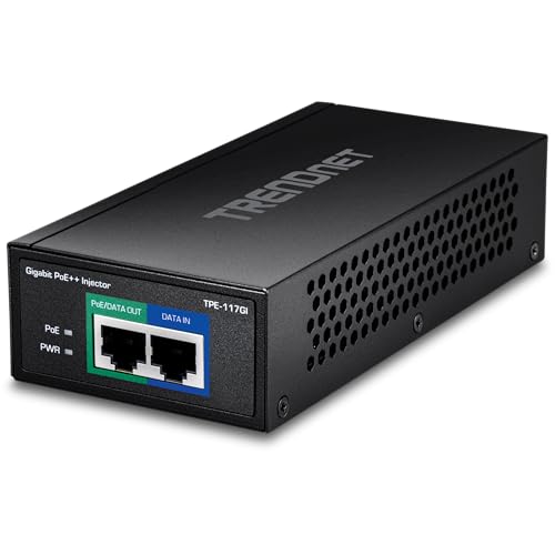 TRENDnet TPE-117GI Gigabit Ultra PoE + Injektor, bietet PoE (15,4 W), PoE + (30 W) oder Ultra PoE (60 W), Netzwerk ein PoE-Gerät bis zu 100 m (328 Fuß) von TRENDnet