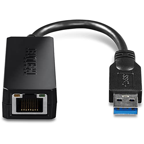 TRENDnet TU3-ETG USB 3.0 auf Gigabit Ethernet Adapter, 2 Gbit/s Vollduplex Ethernet Geschwindigkeiten, Bis zu 1 Gbit/s, USB auf Gigabit Ethernet Adapter, USB-A, Windows & Mac kompatibel, USB Powered von TRENDnet