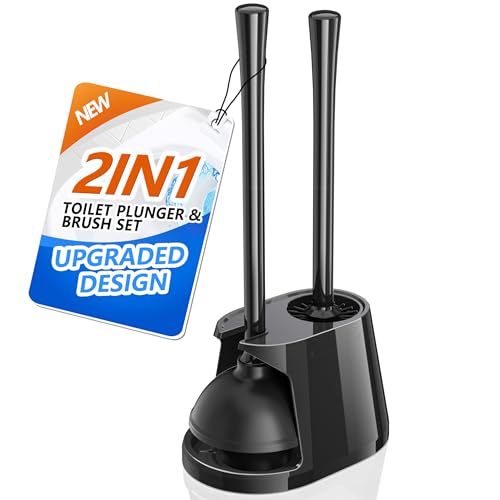 WC-Saugglocke und Bürsten-Set, Schüsselbürste und robuster WC-Saugglocke mit belüftetem Halter, 2-in-1-Toilettenbürste und Kolben-Kombination für 13,5 cm WC-Abfluss, Badezimmer, Tiefenreinigung WC-Saugglocke und Bürsten-Set, Schüsselbürste und robuster WC-Saugglocke mit belüftetem Halter, 2-in-1-Toilettenbürste und Kolben-Kombination für 13,5 cm WC-Abfluss, Badezimmer, Tiefenreinigung von TRENTI