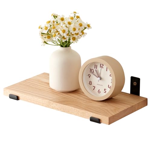 TREOAKWIS Schweberegal aus Eiche Massiv, Wandregal Holz Regale Wandboard für Badezimmer, Schlafzimmer, Wohnzimmer, Küche, Office, Waschküche und Rustikale Wandregale zur Aufbewahrung (30 cm) von TREOAKWIS