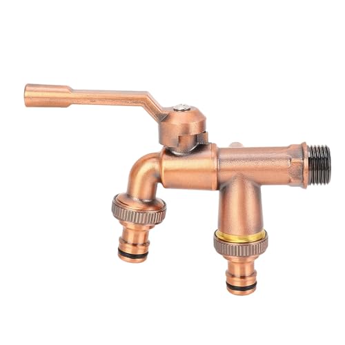 3/4 Zoll Doppelhähne Wasserhahn 3/4 Zoll Einlass 25 mm Doppelauslässe Messing 2-Wege-Gartenschlauch-Splitter von TREPMEUN