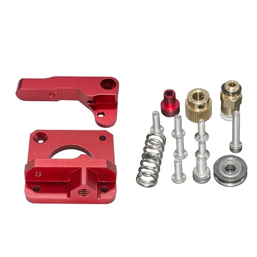 CR10 Remote Direct Extruder Aluminium-Extrusion 1,75 mm rechter und linker Arm Vollmetall-Bowdenzug for 3D-Drucker mit 40-Zahn-Zahnrad(Left -Red) von TREPMEUN