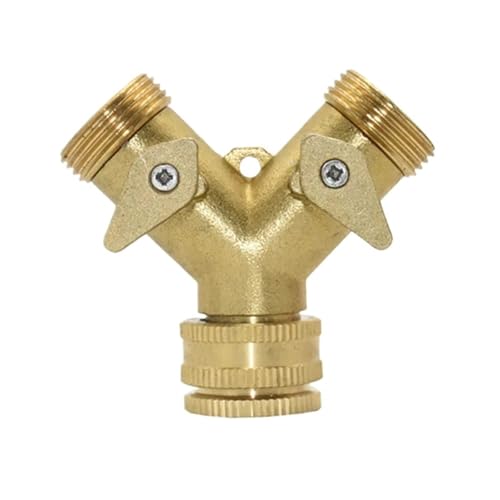 G1/2 G3/4 Gartenleitungs-Wasserverteiler Kupfer 2-Wege-Wasserhahn Bewässerungsventil Messing Schlauchverteiler 2-Wege-Schnellverbinder 1 Stück von TREPMEUN