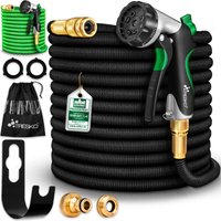 Tresko - Premium Gartenschlauch Flexibler Wasserschlauch dehnbarer Flexischlauch Schwarz 22,5m - Schwarz von TRESKO