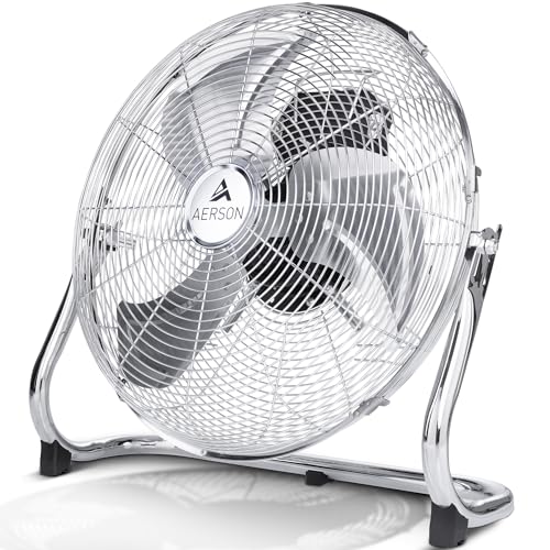 TRESKO AERSON Bodenventilator 40 cm | Windmaschine mit 3-Leistungsstufen | Standventilator | hoher Luftdurchsatz | robuste Metallausführung | Neigungswinkel ca. 110 Grad von TRESKO