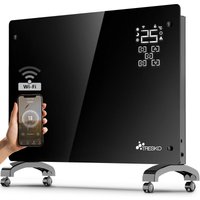 TRESKO® Elektroheizung Schwarz 2000W inkl. WiFi & APP Glaskonvektor Konvektor Wand Heizung Glas Heizkörper Bad von TRESKO